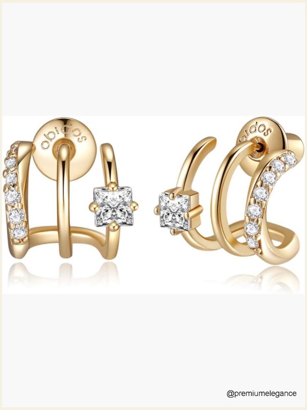 Triple Huggie Hoop Earrings for One Hole, 14K Gold Plated Hypoallergenic Stud